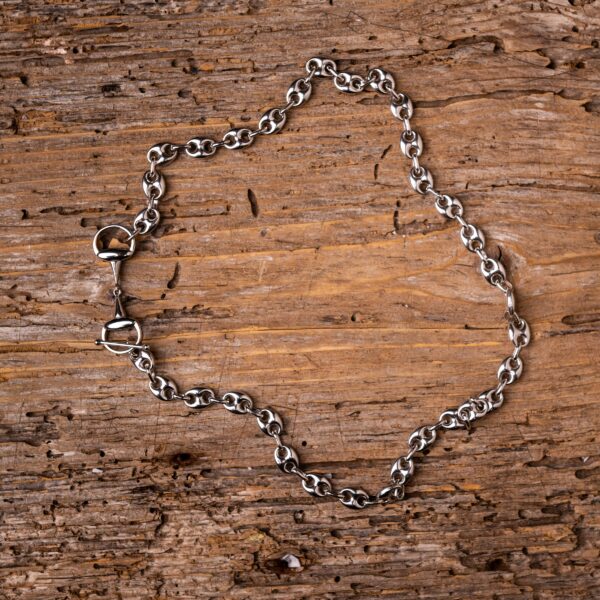 STERLING SILVER T-CHAIN SNAFFLE BIT NECKLACE