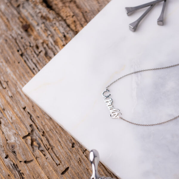 STERLING SILVER NAME NECKLACE WITH HORSESHOE