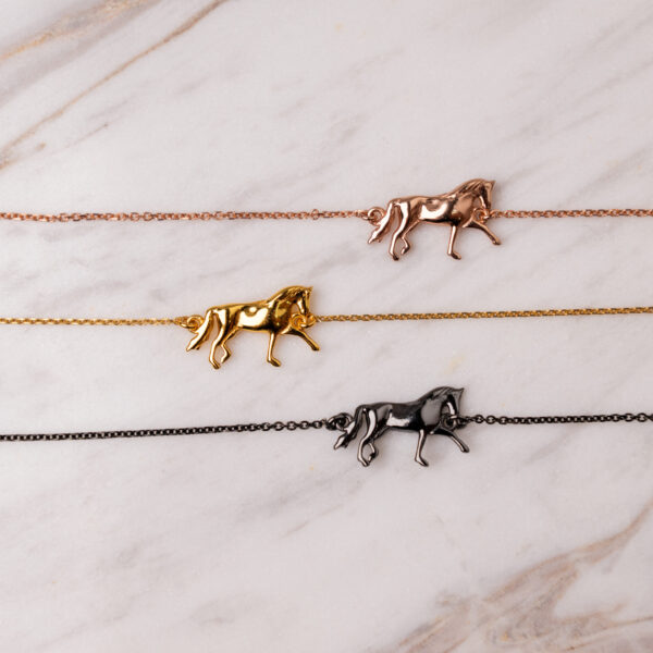 STERLING SILVER DRESSAGE HORSE BRACELET WITH CHAIN