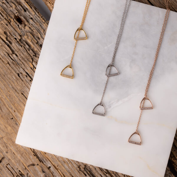 STERLING SILVER STIRRUP NECKLACE WITH ZIRCON