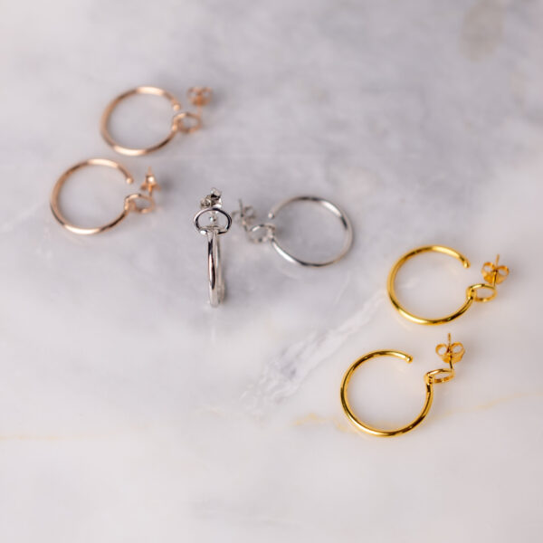 STERLING SILVER MEDIUM SNAFFLE BIT HOOP EARRINGS